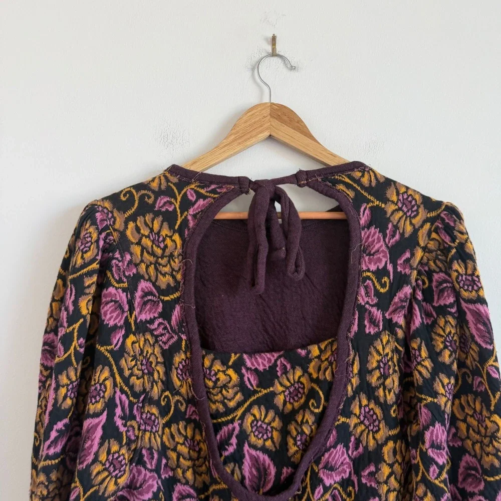 Free People No Ordinary Top Tapestry Print Long Sleeve Size XS